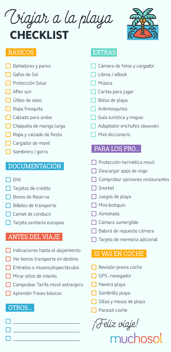 Lista para viajar a la playa, ¡no te dejes nada!